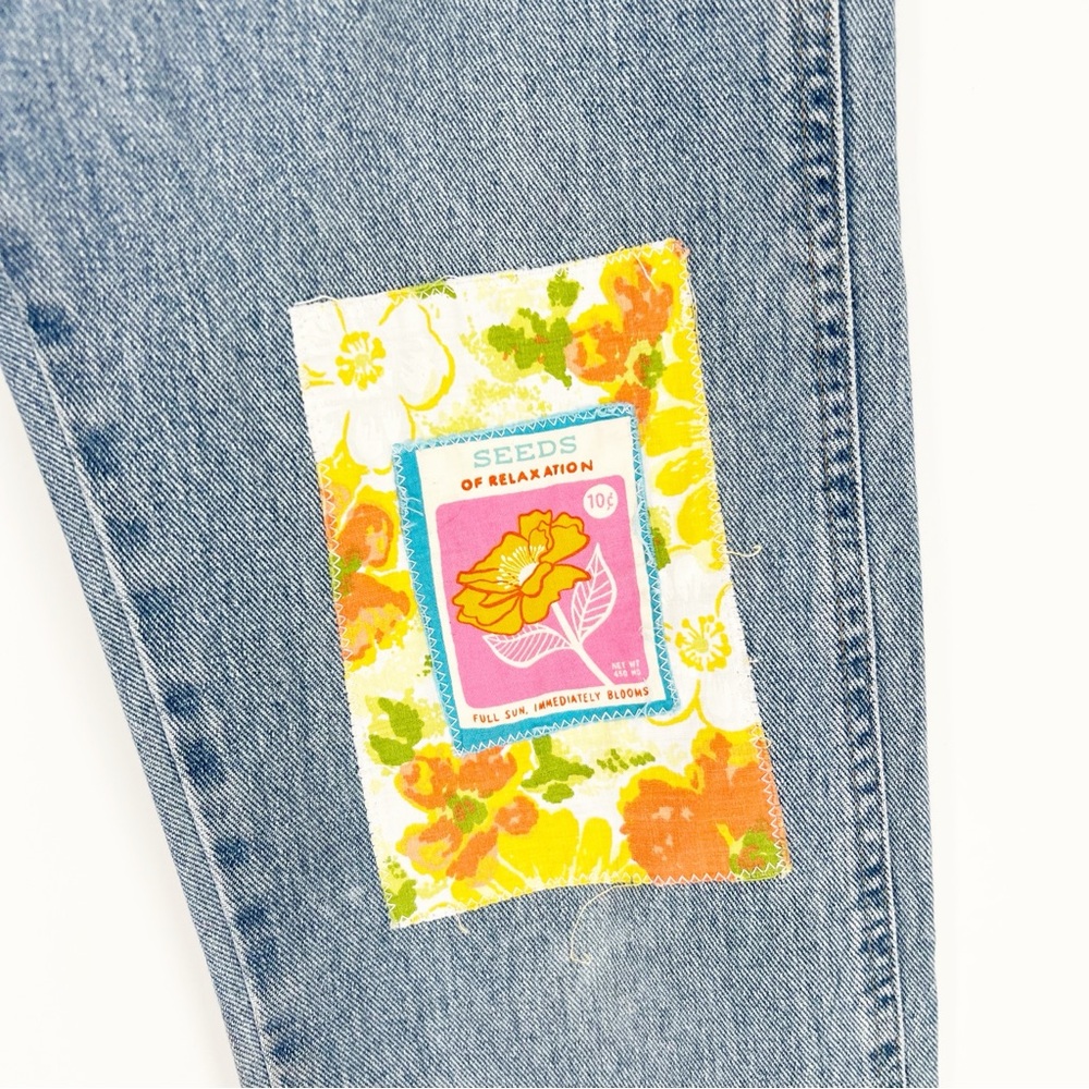 Wrangler Upcycled Patchwork Straight Leg Jeans 34… - image 4